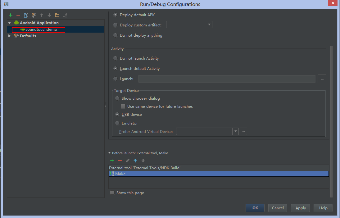 Select on of you build configuration in the left side of the dialog.